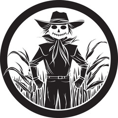 ShadowScare Scarecrow Emblem Design HauntHusk Black Logo Halloween Symbol