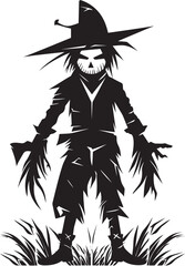 ShadowShriek Logo Halloween Black Logo BoneChill Icon Vector Scarecrow Emblem