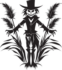 ShadowShriek Logo Black Scarecrow Symbol BoneChill Icon Halloween Black Logo