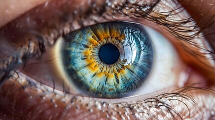 Human eye iris close up - obrazy, fototapety, plakaty