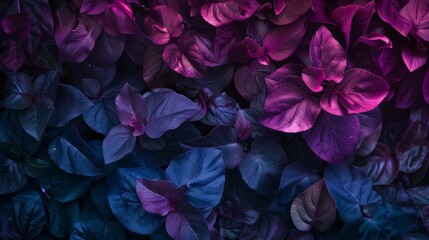 Botanical foliage in rich purple and blue tones, nature's patterns concept