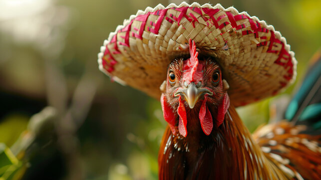 Rooster with mexican Hat