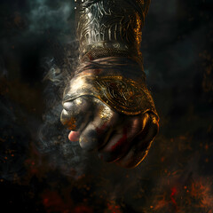 Fototapeta na wymiar Steely Determination: A Powerful Depiction of the Iron Fist Concept