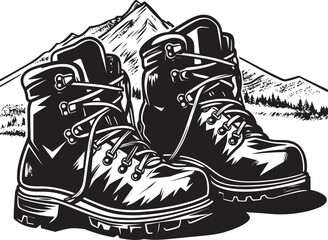 ExpeditionEssentials Vector Black Boots Icon TrekTrail Boots Emblem Design