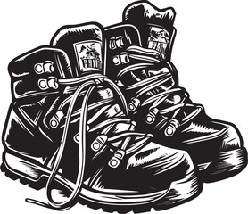 TrailTrek Hiking Boots Icon Emblem MountainMasters Boots Design Symbol