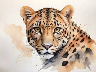 cute watercolor leopard 	