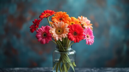 Vibrant Bouquet in Colorful Vase