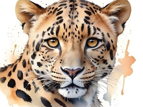 cute watercolor leopard 	