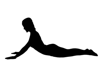 silhouette woman in yoga movements pilates body exercise vector image isolated on transparent white...