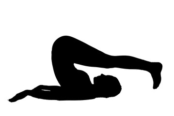 silhouette woman in yoga movements pilates body exercise vector image isolated on transparent white background
