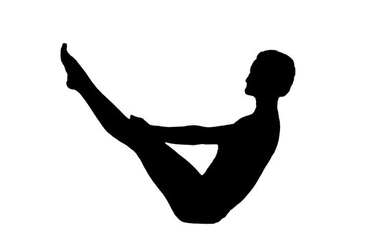 silhouette woman in yoga movements pilates body exercise vector image isolated on transparent white background