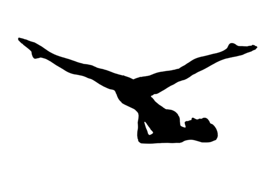 silhouette woman in yoga movements pilates body exercise vector image isolated on transparent white background