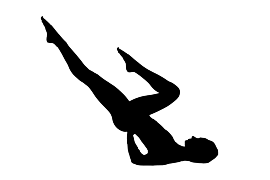 silhouette woman in yoga movements pilates body exercise vector image isolated on transparent white background