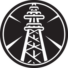 VoltageVigilance Vector Black Logo Design for High Voltage Pole Surveillance ElectricGuardian Emblem for Electric Infrastructure Security