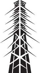 AmperePylon Hand Drawn Symbol for High Voltage Pole EnergyTower Vector Black Logo Design for Electric Infrastructure