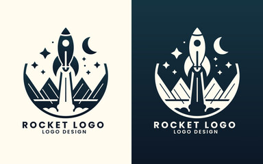 Spaceship rocket shuttle astronaut concept vector logo design template