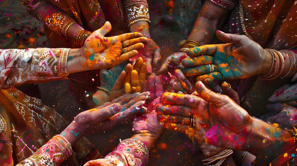 people come together to create great works of art using Holi colors