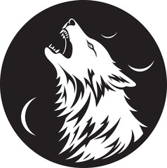 LunaLament Hand Drawn Symbol for Howling Wolf Icon ShadowHowl Vector Logo Design for Nighttime Canine