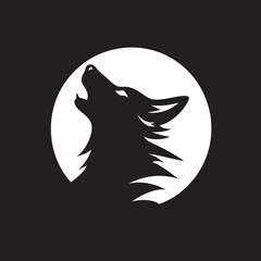 ShadowSerenade Black Emblem of Moonlit Howler LunarLullaby Hand Drawn Symbol for Nocturnal Wolf