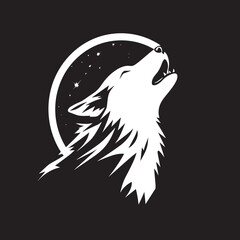ShadowHowl Vector Logo Design for Nocturnal Wolf MoonCry Black Emblem of Wolfs Serenade