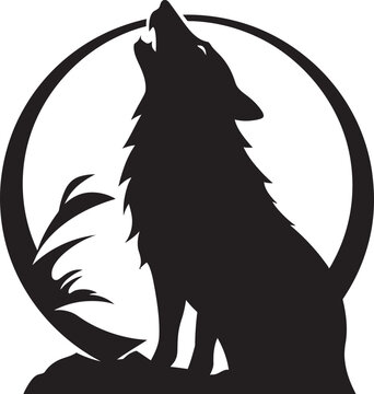 recommend clip art: NightCry Iconic Emblem of Moonlit Lupine LunaLament Hand Drawn Symbol for Howling Wolf Icon