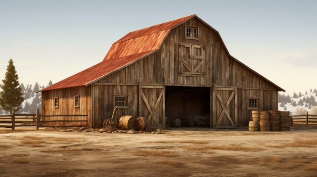 Charming farm with a snapshot of rural life - agricultural landscape.