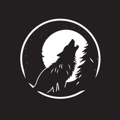 NightSong Vector Logo Design for Moonlit Canine LunarHowl Black Emblem of Nighttime Howler