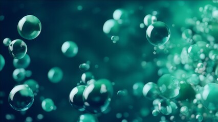 Abstract background of bubbles of green shades.