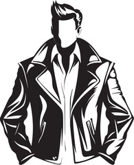 CitySlicker Black Emblem of Fashionable Jacket StyleStatement Hand Drawn Symbol for Chic Outerwear