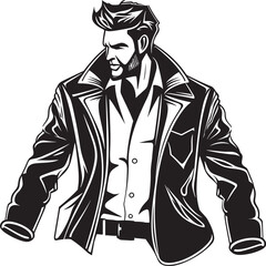 NoirTrend Black Emblem of Modern Jacket FashionFusion Hand Drawn Symbol for Metropolitan Style