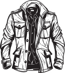 FashionFusion Hand Drawn Symbol for Metropolitan Style UrbanCraze Vector Black Logo Design for Trendy Jacket