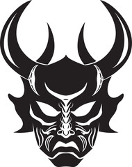 YokaiYore Black Emblem of Ancient Japanese Evil KabukiKokoro Hand Drawn Symbol for Mysterious Oni