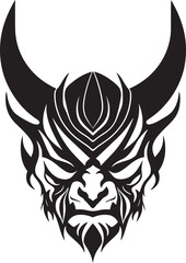 Kabuki Kage Black Emblem of Phantom Mask Demons Whisper Hand Drawn Symbol for Malevolent Yokai