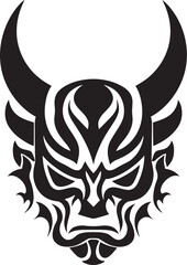 Naklejka premium Oni Ominous Vector Black Logo Design for Malevolent Mask Kabuki Kaijin Iconic Emblem of Sinister Yokai
