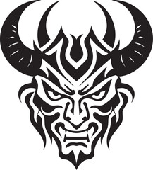 Haunting Onryo Hand Drawn Symbol for Haunting Mask Oni Ominous Vector Logo Design for Vengeful Demon Icon