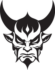 KabukiKokoro Hand Drawn Symbol for Mysterious Oni DemonDecree Vector Black Logo Design for Haunting Mask