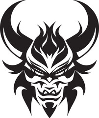Haunting Hanya Black Emblem of Terrifying Oni Demons Whisper Hand Drawn Symbol for Malevolent Spirit