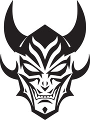 Haunting Onryo Hand Drawn Symbol for Haunting Spirit Oni Ominous Vector Logo Design for Vengeful Mask Icon