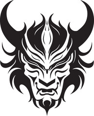 Haunting Hanya Vector Logo Design for Terrifying Yokai Oni Overture Black Emblem of Dark Spirit
