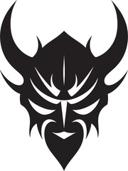 Shadow Oni Hand Drawn Symbol for Eerie Mask Yokai Veil Black Logo Design of Ghostly Demon