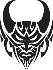 Kabuki Phantom Iconic Emblem of Sinister Yokai Shadow Oni Hand Drawn Symbol for Eerie Mask
