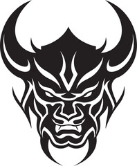 YokaiVisage Iconic Emblem of Traditional Demon Mask NohNightmare Hand Drawn Symbol for Spooky Oni