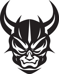Onis Gaze Terrifying Mask Icon in Black Logo Ghostly Onryo Vector Design of Haunting Spirit