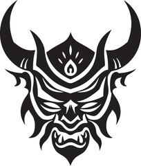 Samurai Sinister Black Logo of Terrifying Oni Warrior Phantom Oni Eerie Emblem of Shadowy Spirit