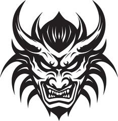 Onis Mark Vector Design of Malevolent Yokai Yokai Whisper Mysterious Hand Drawn Symbol of Ghostly Mask
