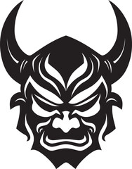 YokaiVisage Hand Drawn Symbol for Sinister Demon SamuraiSinister Vector Logo Design for Haunting Mask