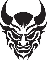 Shadow Yokai Eerie Mask Symbol in Vector Demons Echo Dark Hand Drawn Illustration of Mask