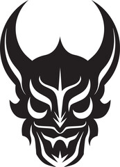 NohNemesis Black Emblem of Traditional Japanese Devil KabukiKokoro Hand Drawn Symbol for Ghostly Oni