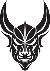 DemonDecree Vector Black Logo Design for Phantom Mask OniObscura Iconic Emblem of Mysterious Evil