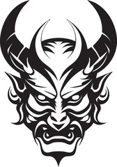 NohNemesis Hand Drawn Symbol for Ancient Evil DemonDuality Vector Logo Design for Malevolent Oni